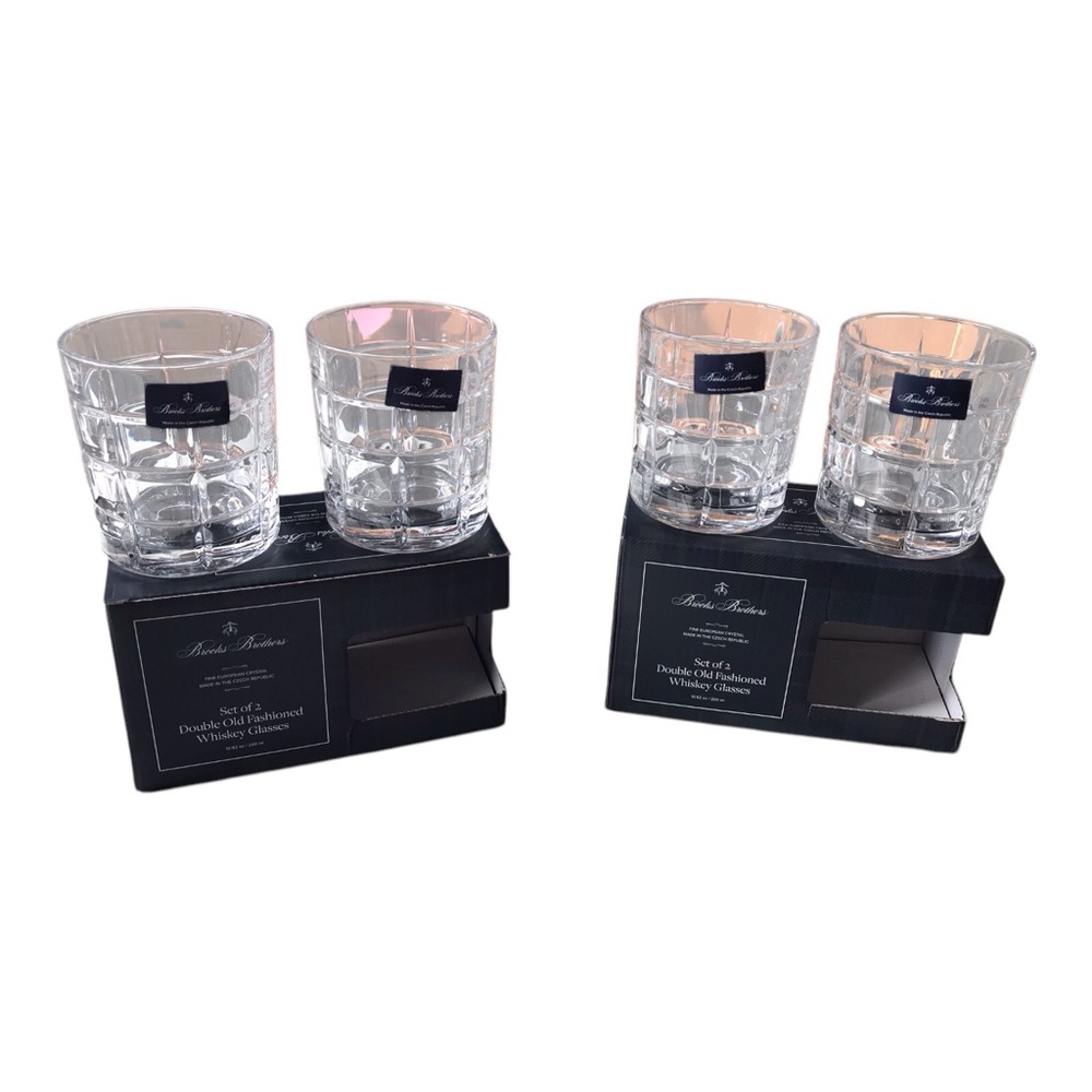 Brooks Brothers White Drinkware Set of 4 Classic Tumbler Whiskey Glasses